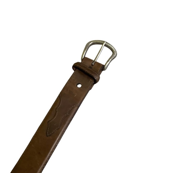 Justin Western Leather Belt Sz 34 Brown - Picture 4 of 9